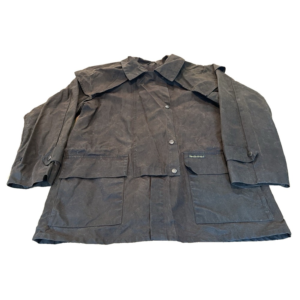 Outback Trading Co Oil Skin Duster Coat Jacket‎ 100% Cotton Brown Mens Size S